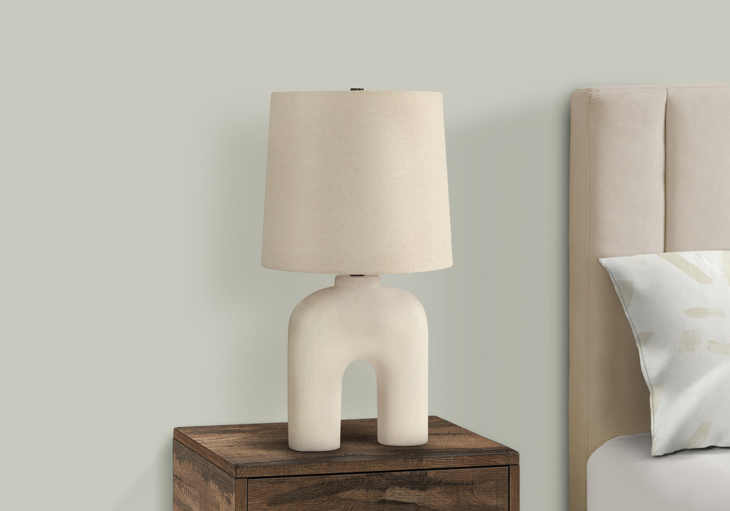 Lighting, 25"h, Table Lamp, Cream Resin, Beige Shade, Modern