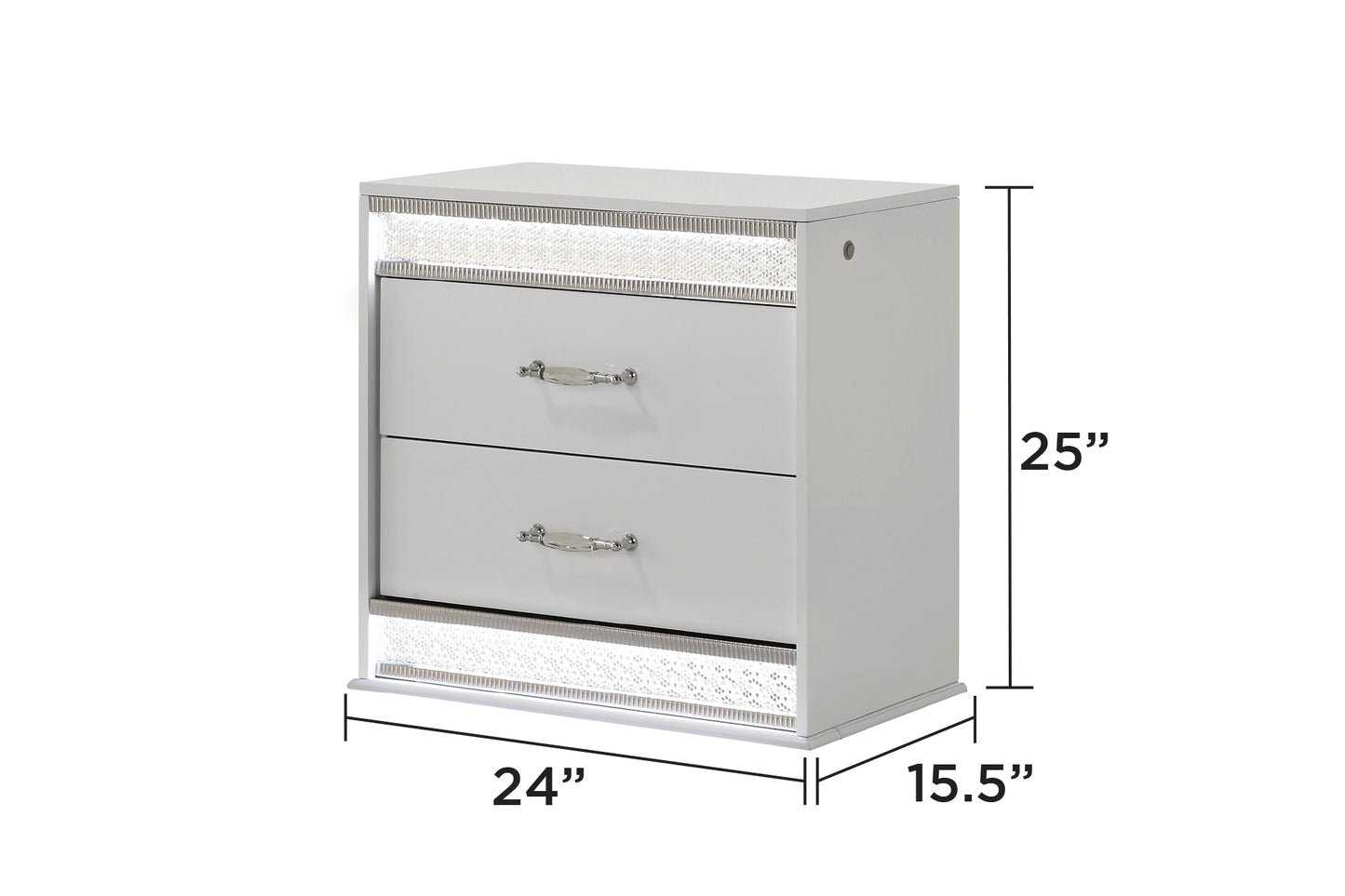 Glam Modern Style 2-Drawer Night stand Made with Wood in White