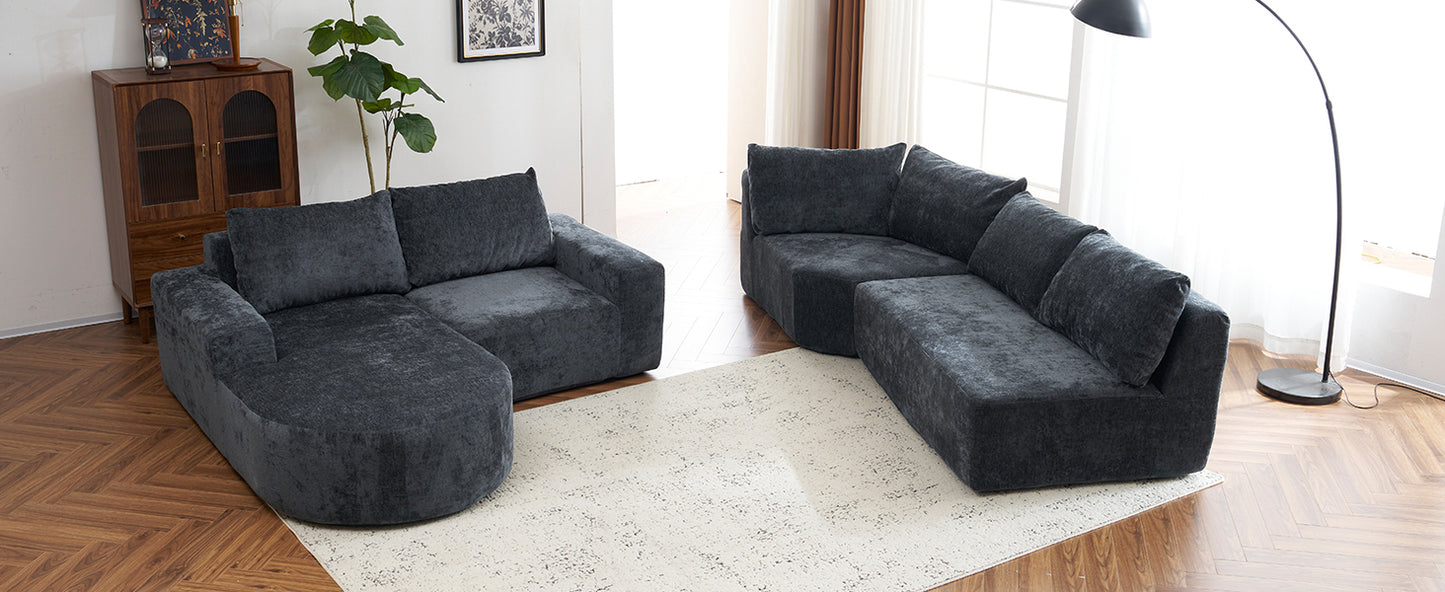 141.7" Oversized Modular Sofa Cloud Sectional Sofa Set Upholstered Couches U-shaped Sofa with Deep Seat for Living Room, Grey