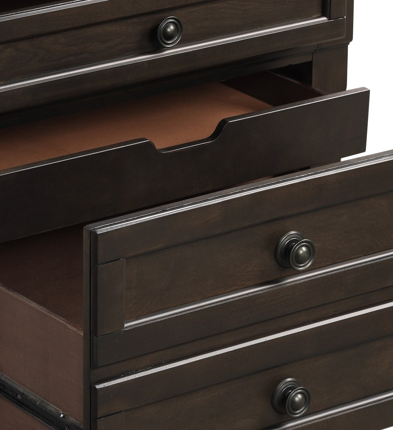 Transitional Design Nightstand Grayish Brown Finish Two Dovetail Drawers Bun Feet Wooden Furniture