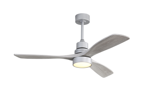 52 Inch Ceiling Fan Light With 6 Speed Remote Silver 3 Wood Blade Reversible DC Motor For Bedroom