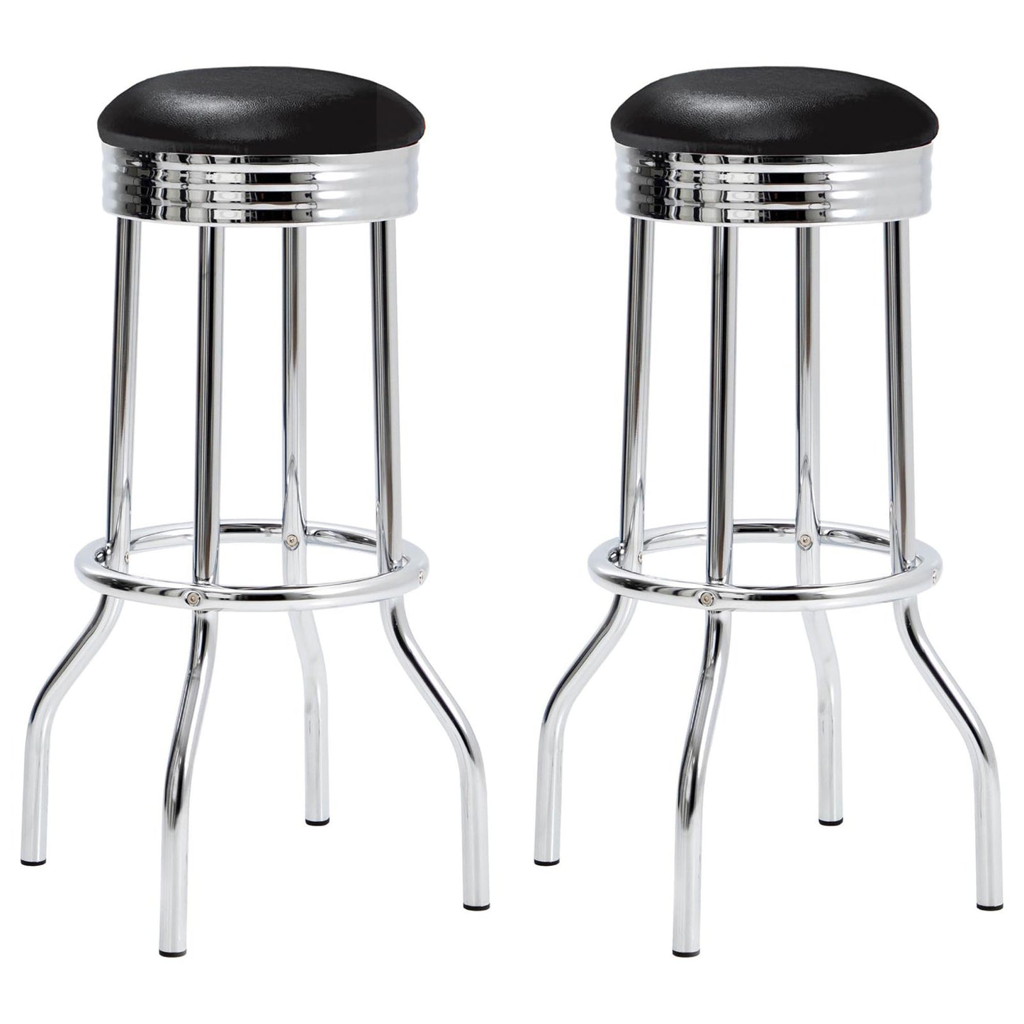 Black and Chrome Bar Height Stool (Set of 2)