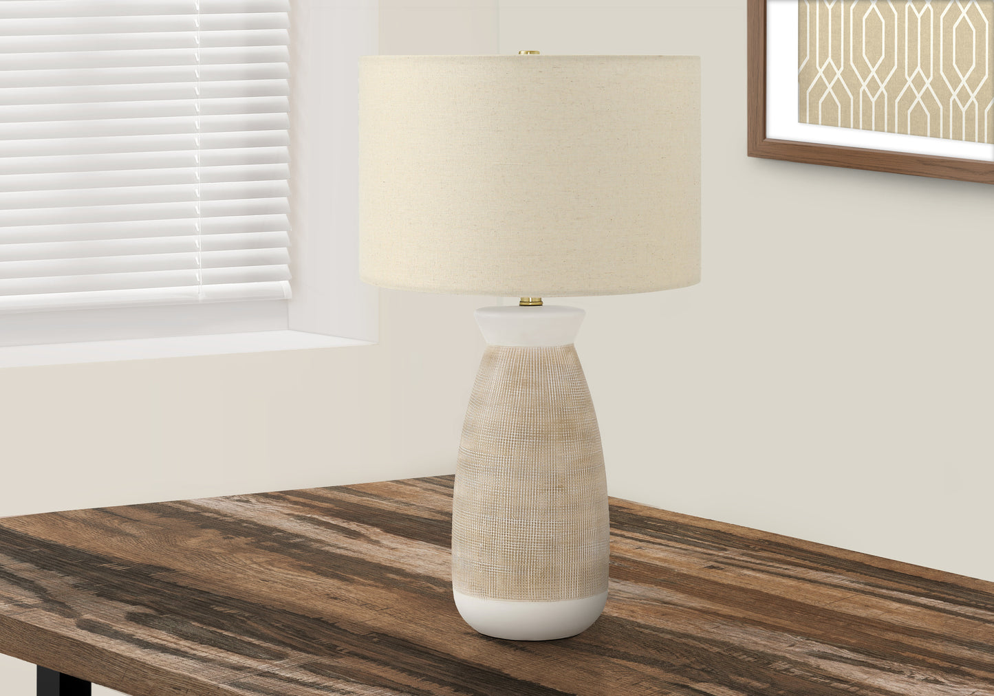 Lighting, 27"h, Table Lamp, Cream Ceramic, Beige Shade, Contemporary