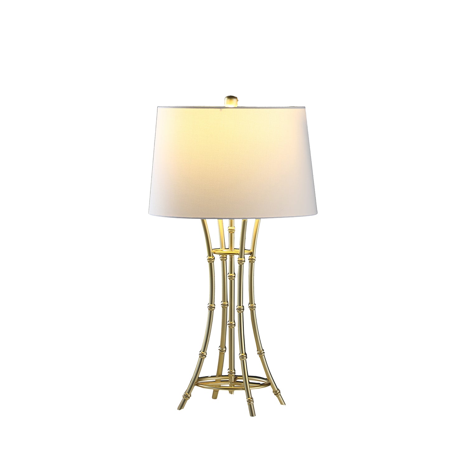 29.25" In Kiara Modern Satin Brushed Gold Bamboo Metal Table Lamp