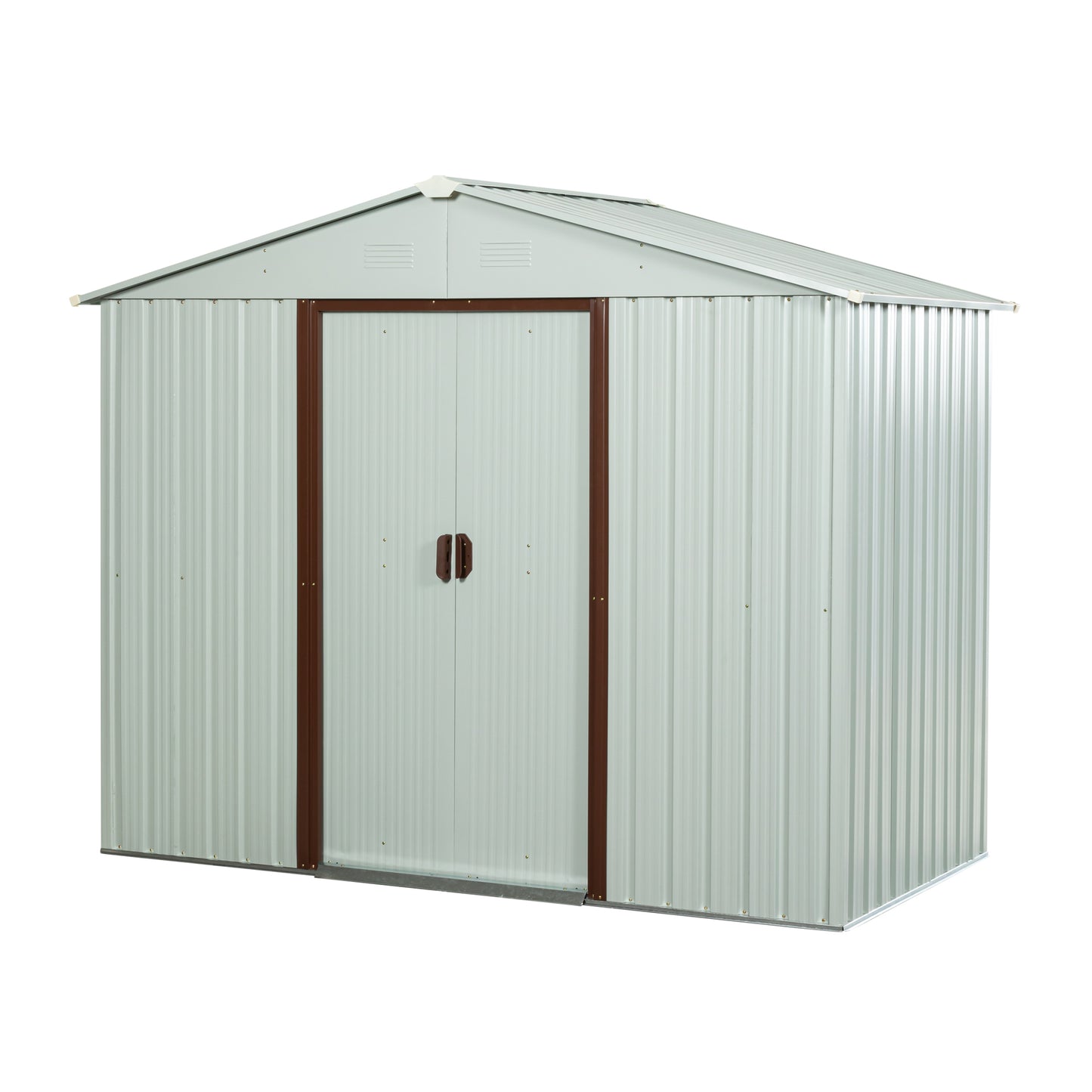 8ft x 4ft Outdoor Metal Storage Shed with metal foundation White