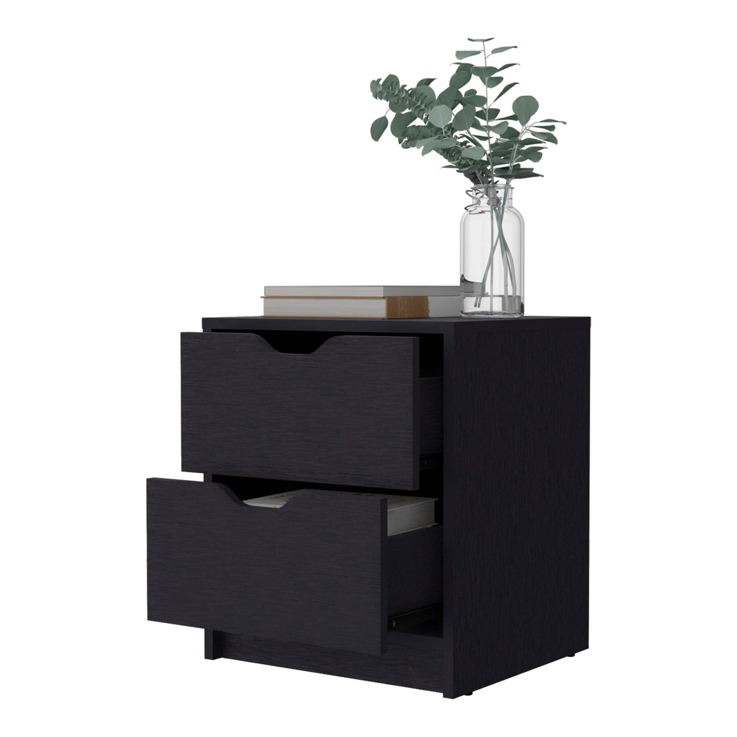 Black 2-Drawer Nightstand