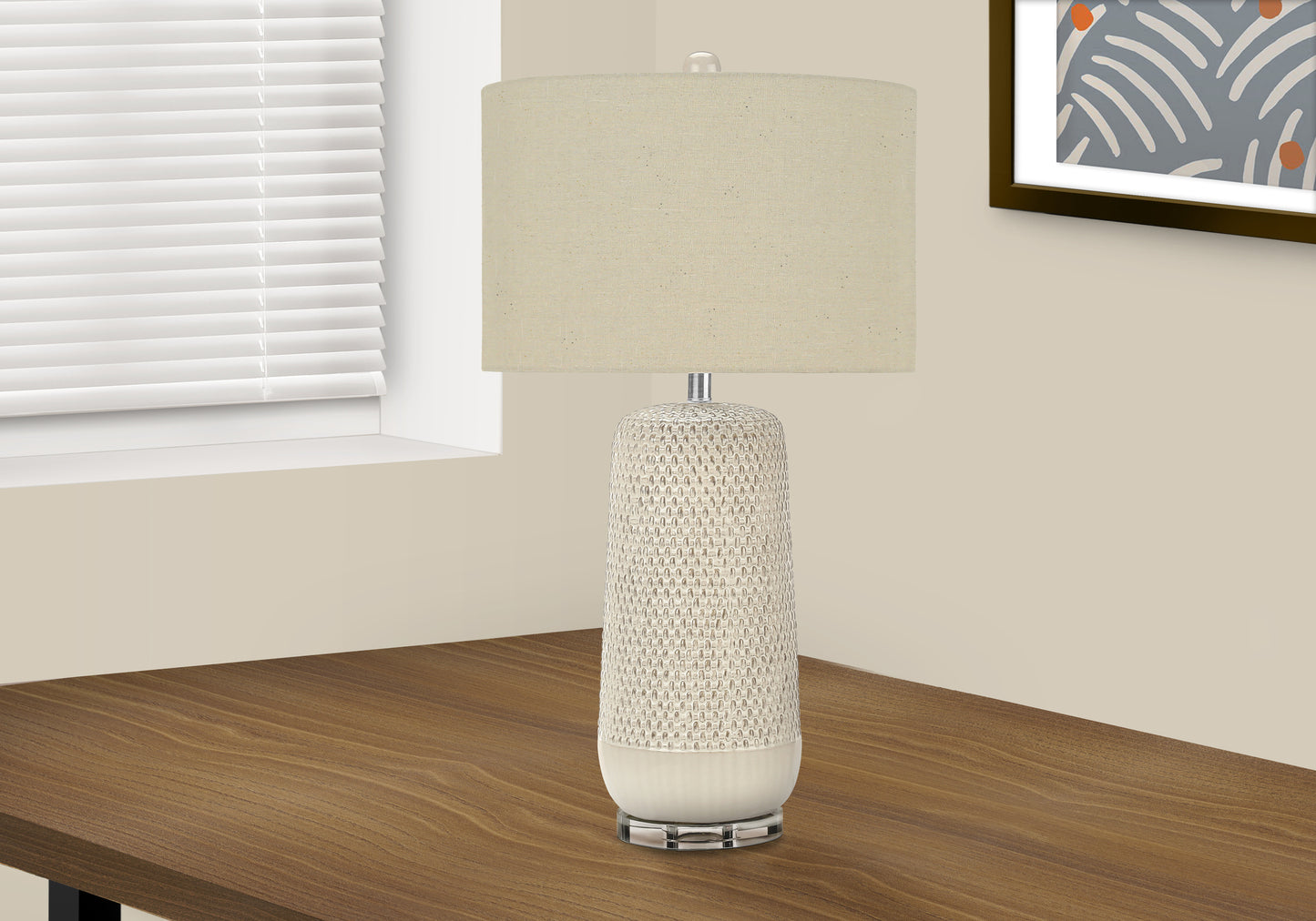 Lighting, 31"h, Table Lamp, Cream Ceramic, Beige Shade, Contemporary