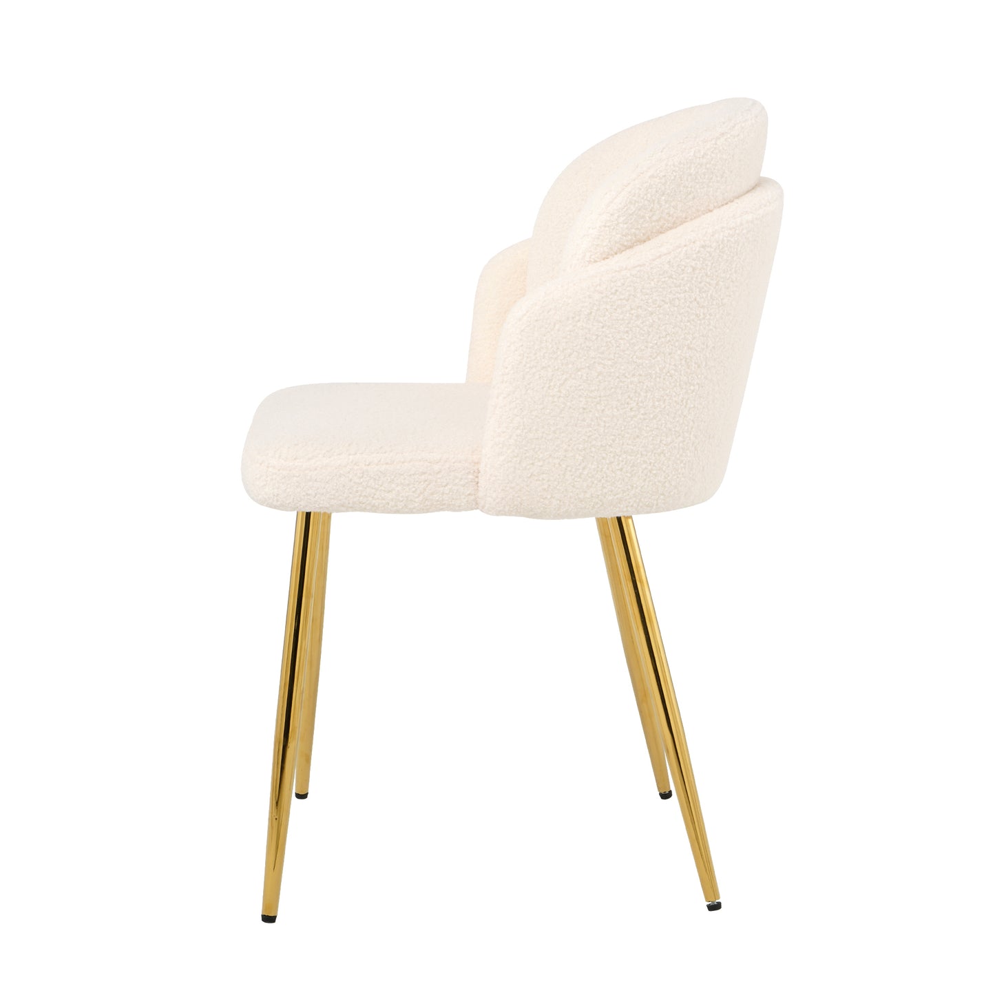 Modern simple teddy fleece dining chair Fabric Upholstered Chairs home bedroom stool back dressing chair gold metal legs(set of 2)