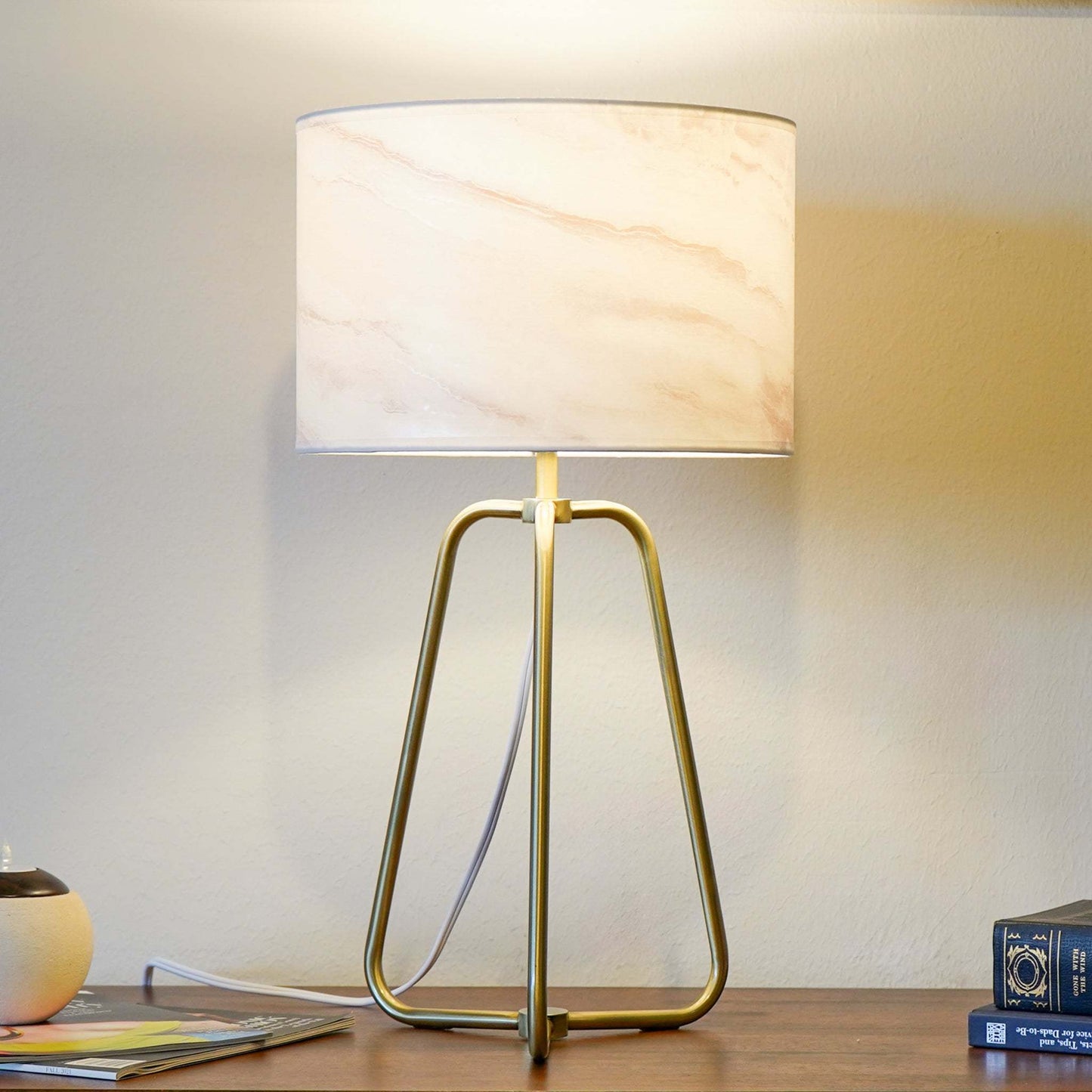 New Design Small Modern Stylish Desk Lamp In Stock In The United States, Easy To Install, Optima Marble Lampshade Table Lamp - Bronze 110V Metal Online Shift Switch, Used for Bedside Table Lamp