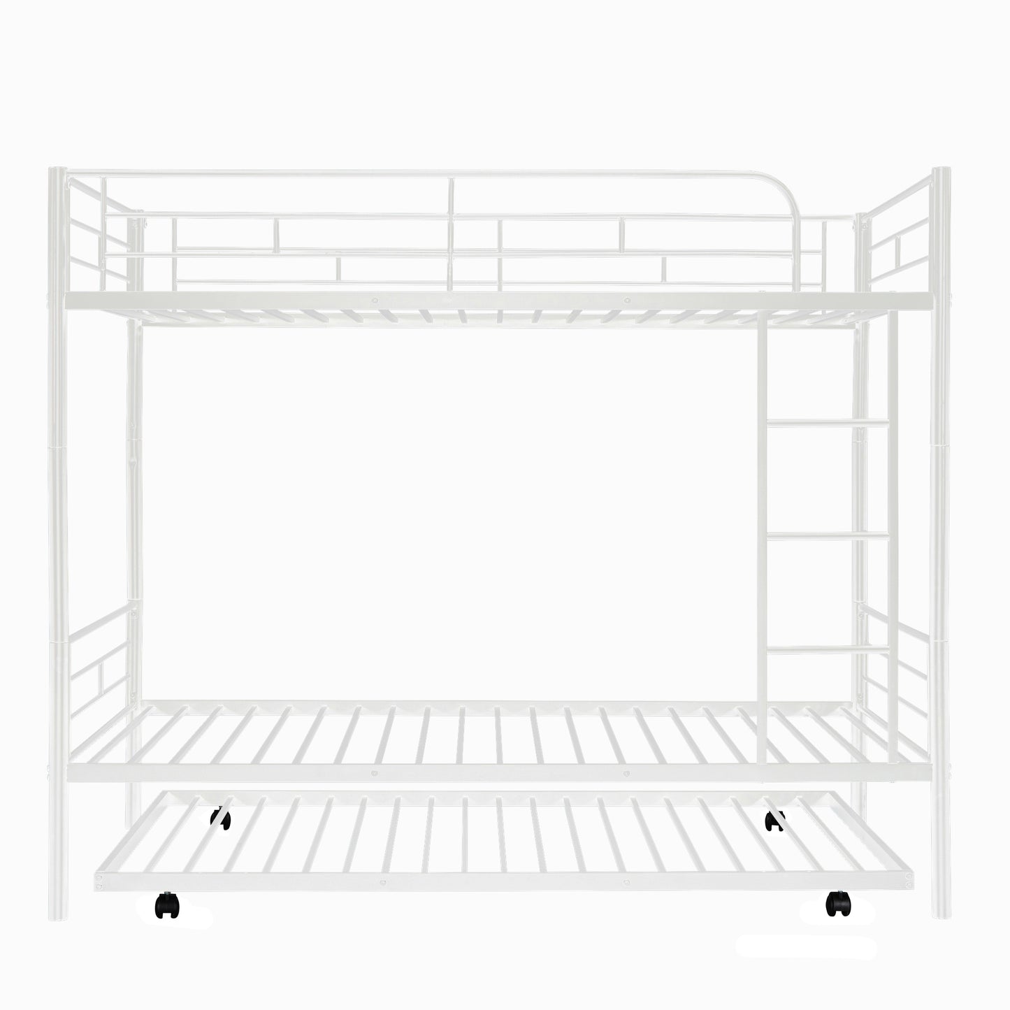 Twin-Over-Twin Metal Bunk Bed With Trundle,Can be Divided into two beds,No Box Spring needed ,White ( old sku: MF194806AAK )