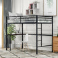 Twin Metal Loft Bed with Desk, Ladder and Guardrails, Loft Bed for Bedroom, Black(OLD SKU : MF195191AAB)