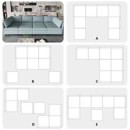 Modular Sectional Sofa, Convertible Sofa Seat With Storage, Sleeper Sectional Sofa Set, Fabric Flexible Modular Combinations for Living Room