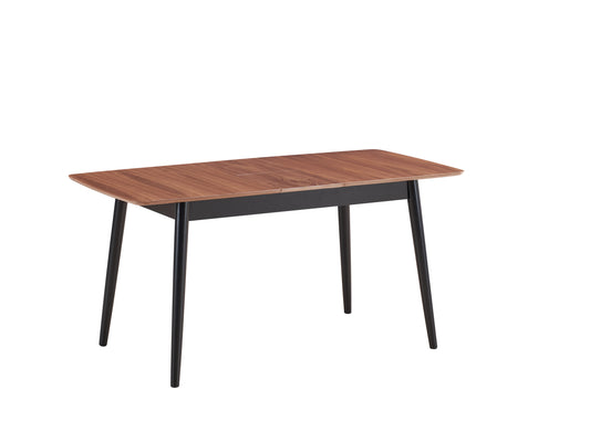 Natural and Black Dining Table with Bufferfly Extension Leaf