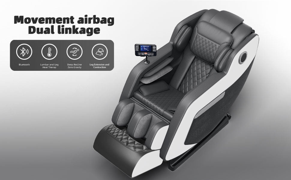 Massage Chair,Full Body Zero Gravity Recliner with Bluetooth, Hip Heating, Foot Massage and Air Massage System for Home Office, for mom/dad (Black and white)