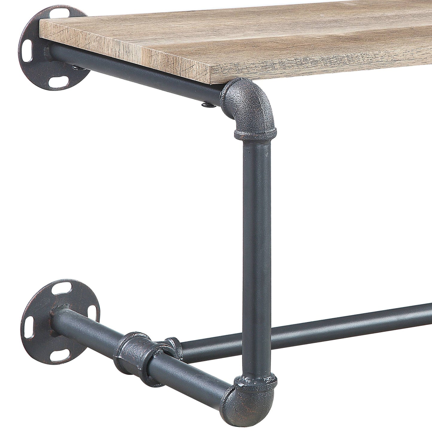 Mankato Oak and Sandy Grey Wall Rack with Shelf