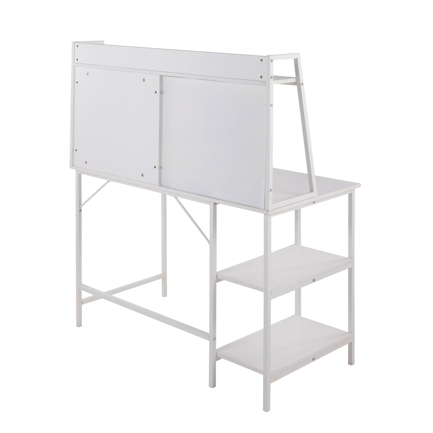 Geo Shelf Contemporary Desk in White Steel and White Wood by LumiSource