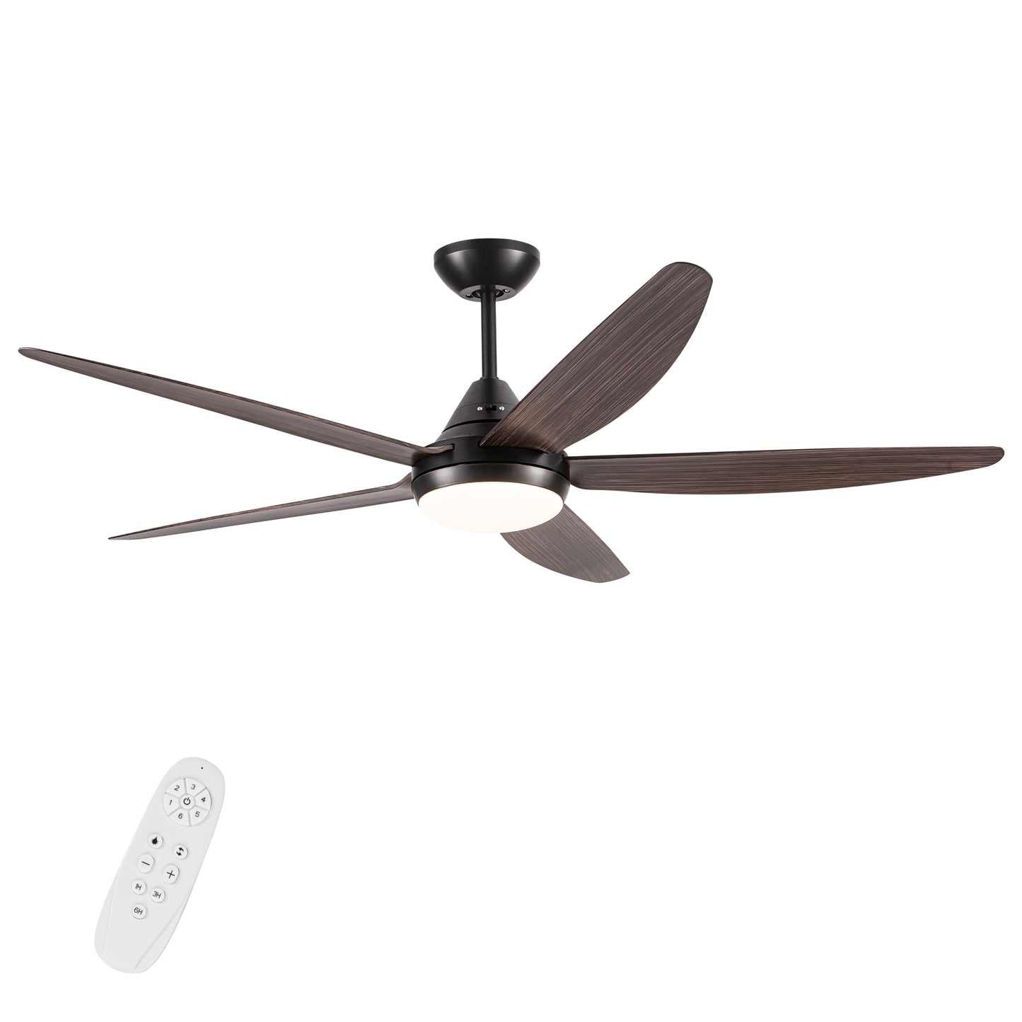 56 In Intergrated LED Ceiling Fan Lighting with Brown Wood Grain ABS Blade