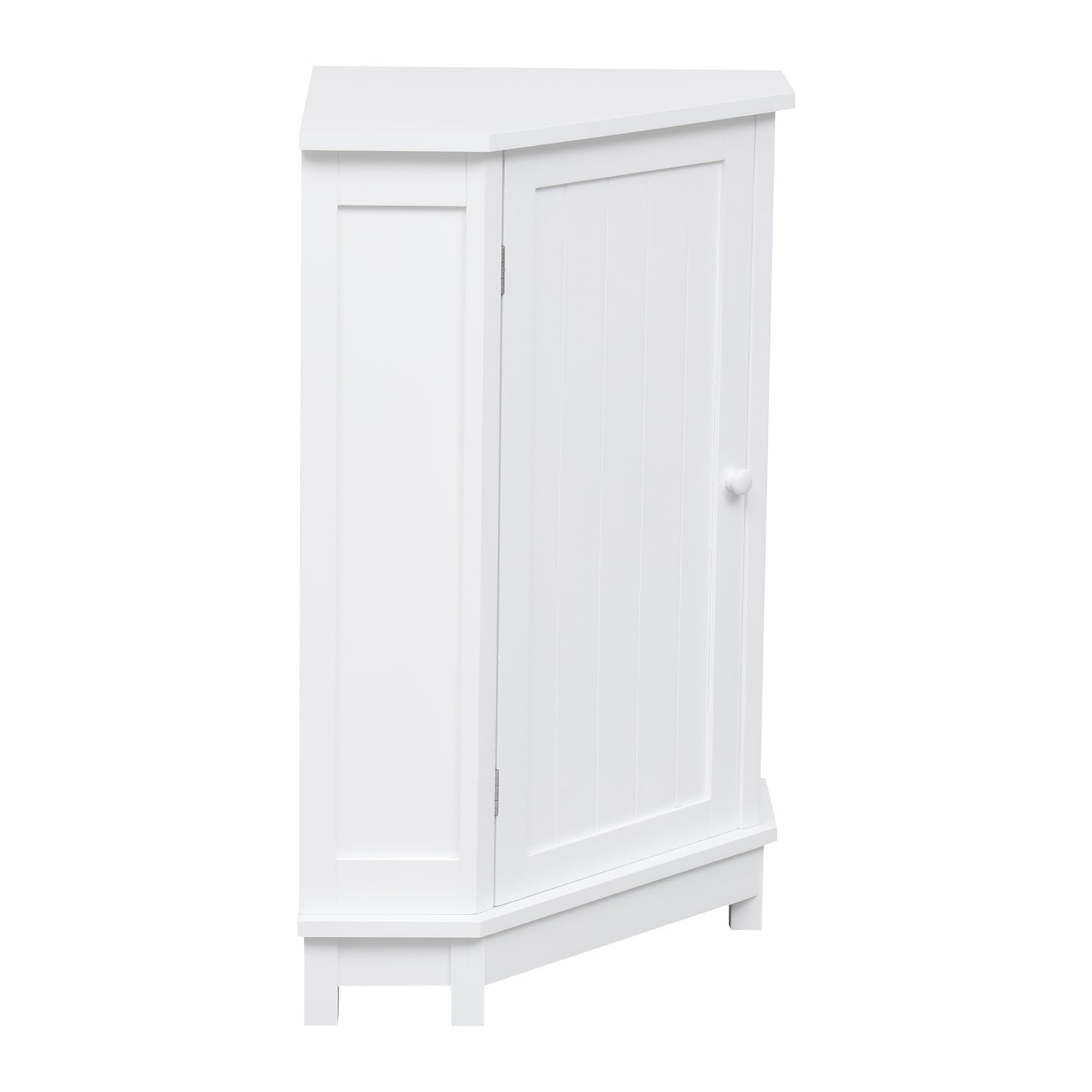 White Bathroom Cabinet Triangle Corner Storage Cabinet with Adjustable Shelf Modern Style MDF Board (Old SKU:WF291477AAK)