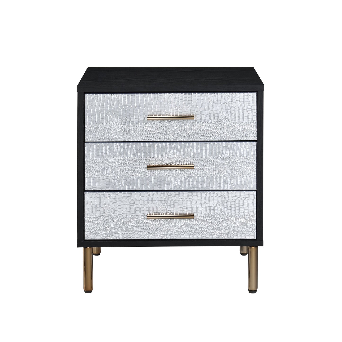 Myles Black, Silver & Gold Finish Nightstand