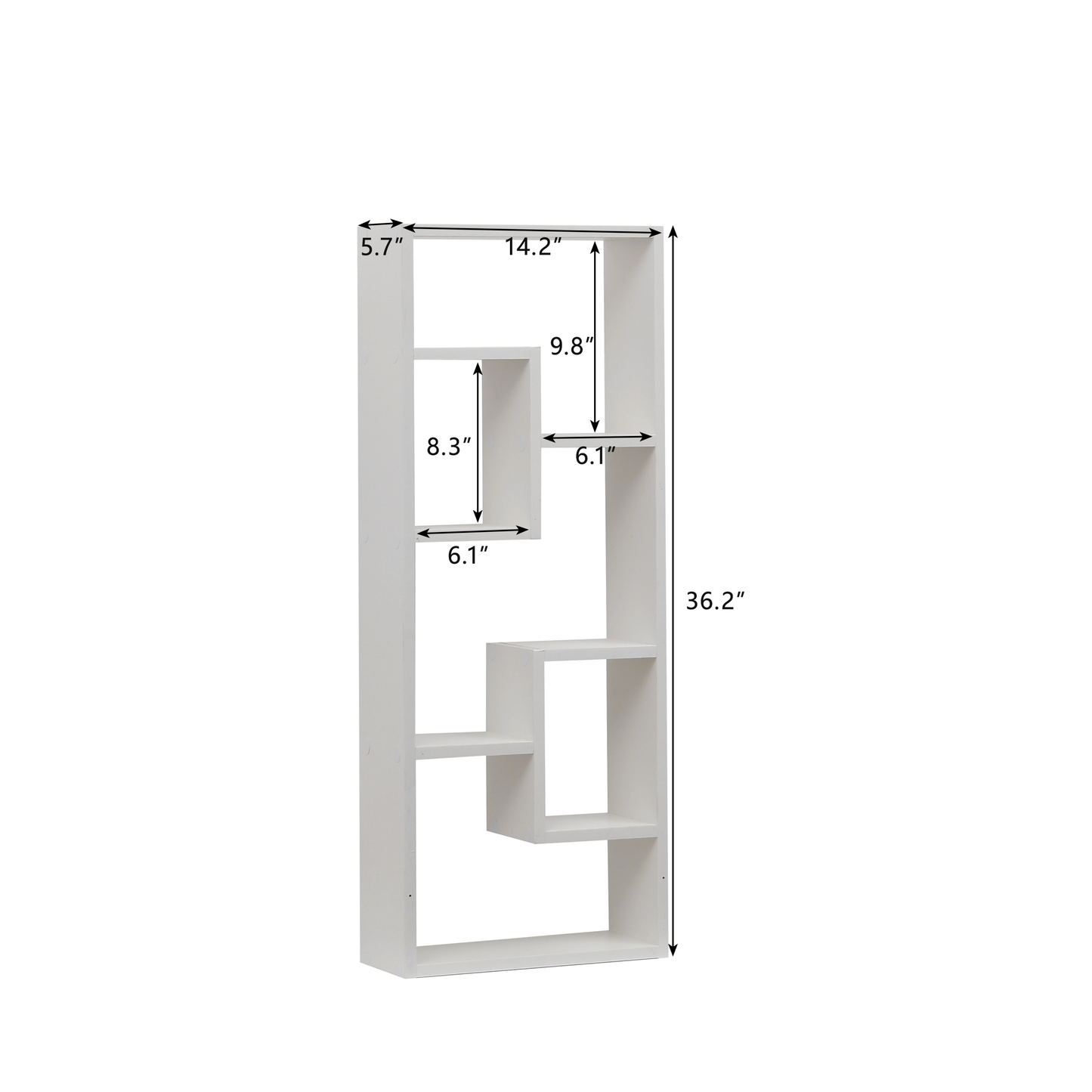 Bookshelf, Freestanding Wood Open Bookcase with 5 Cubes, with 2 keyhole hangers, Home Office Décor Rectangular Storage Shelf Display Rack for Study Living Room  White