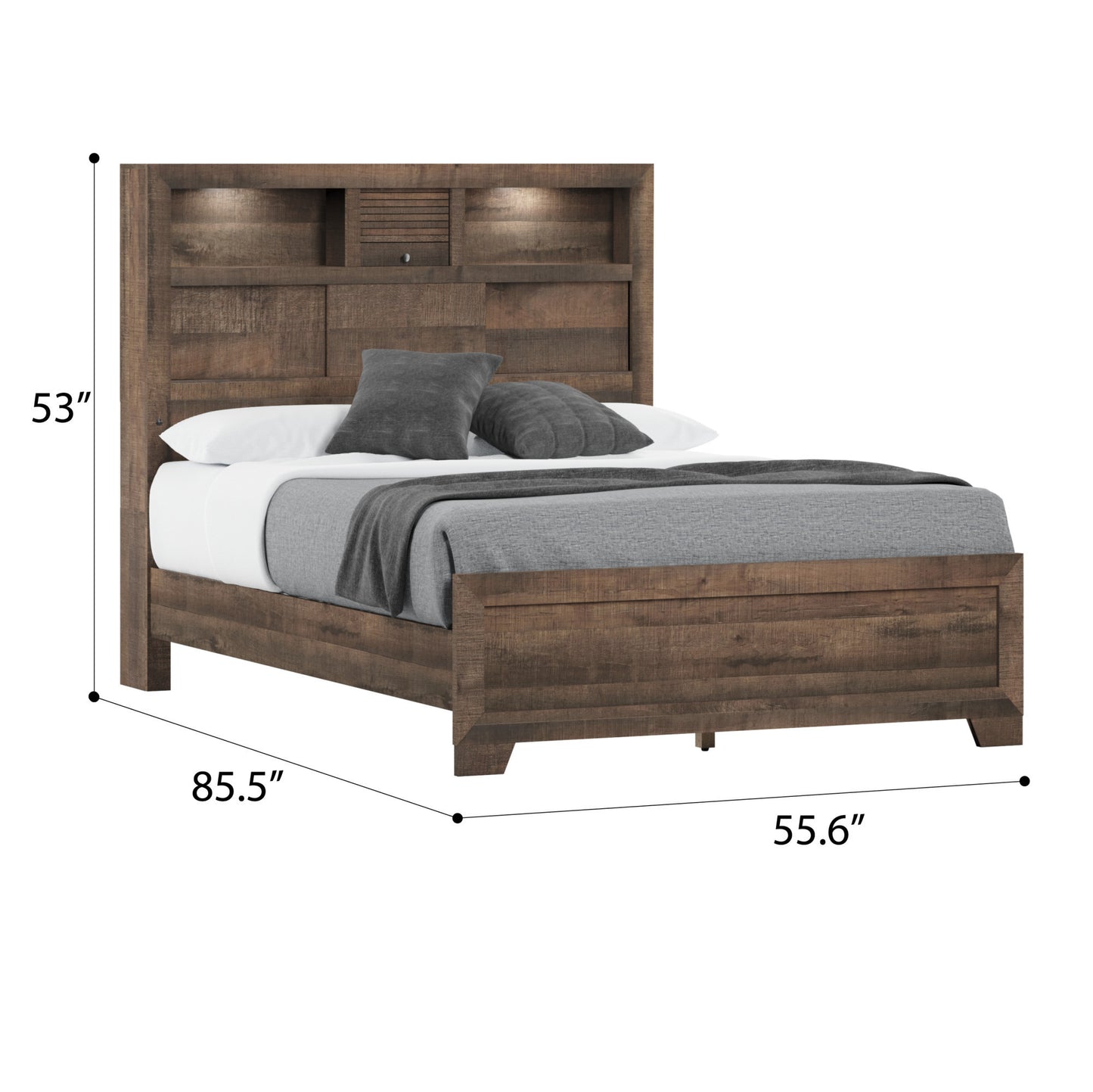 Plinz Brown Full Bookcase Bed