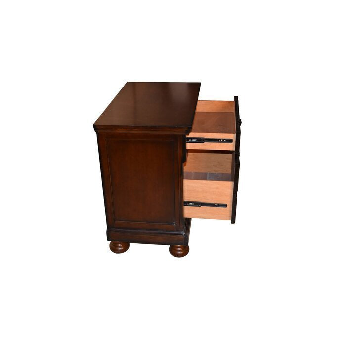 Wood Nightstand with Hidden Jewelry Drawer in Dark Walnut