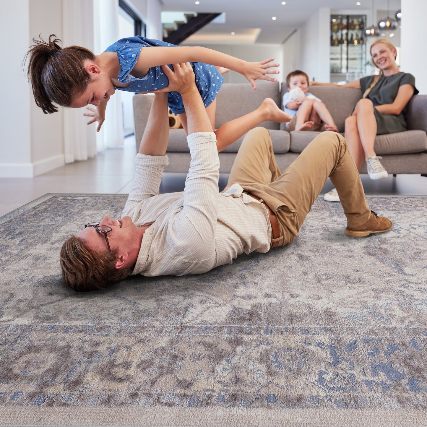 5X7 Brown/Beige /Traditional Non-Shedding Living Room Bedroom Dining Home Office Stylish and Stain Resistant Area Rug