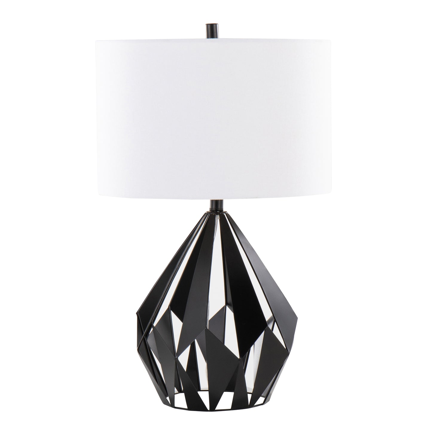 Geome Tri 28" Contemporary Metal Table Lamp in Matte Black Metal with White Linen Shade from Grandview Gallery by LumiSource - Set of 2