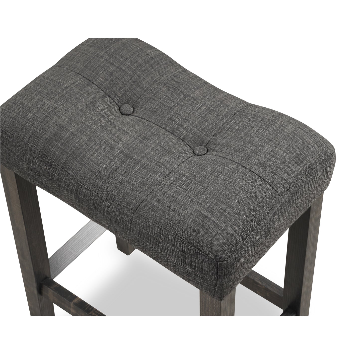 Sora Button Tufted Counter Height Saddle Stool, Set of 2, Gray