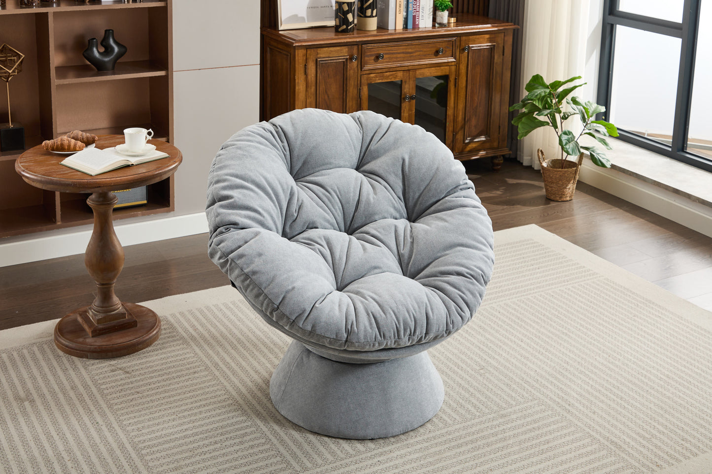 Oversized Swivel Accent Chair, 360 Swivel Barrel Chair, Papasan Chair for Living Room Bedroom