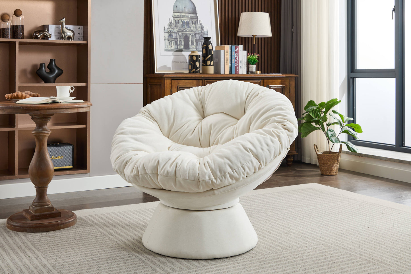 Oversized Swivel Accent Chair, 360 Swivel Barrel Chair, Papasan Chair for Living Room Bedroom