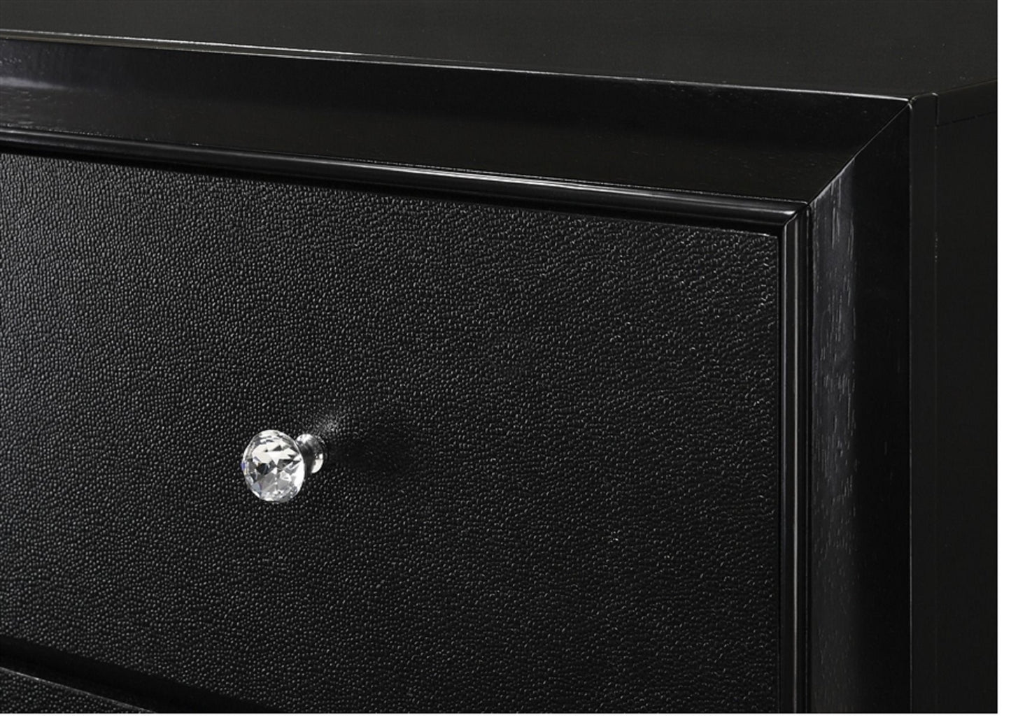 1pc Modern Glam Style Black Finish Glam Seven Drawer Dresser Embossed Crocodile Pattern Wooden Bedroom Furniture