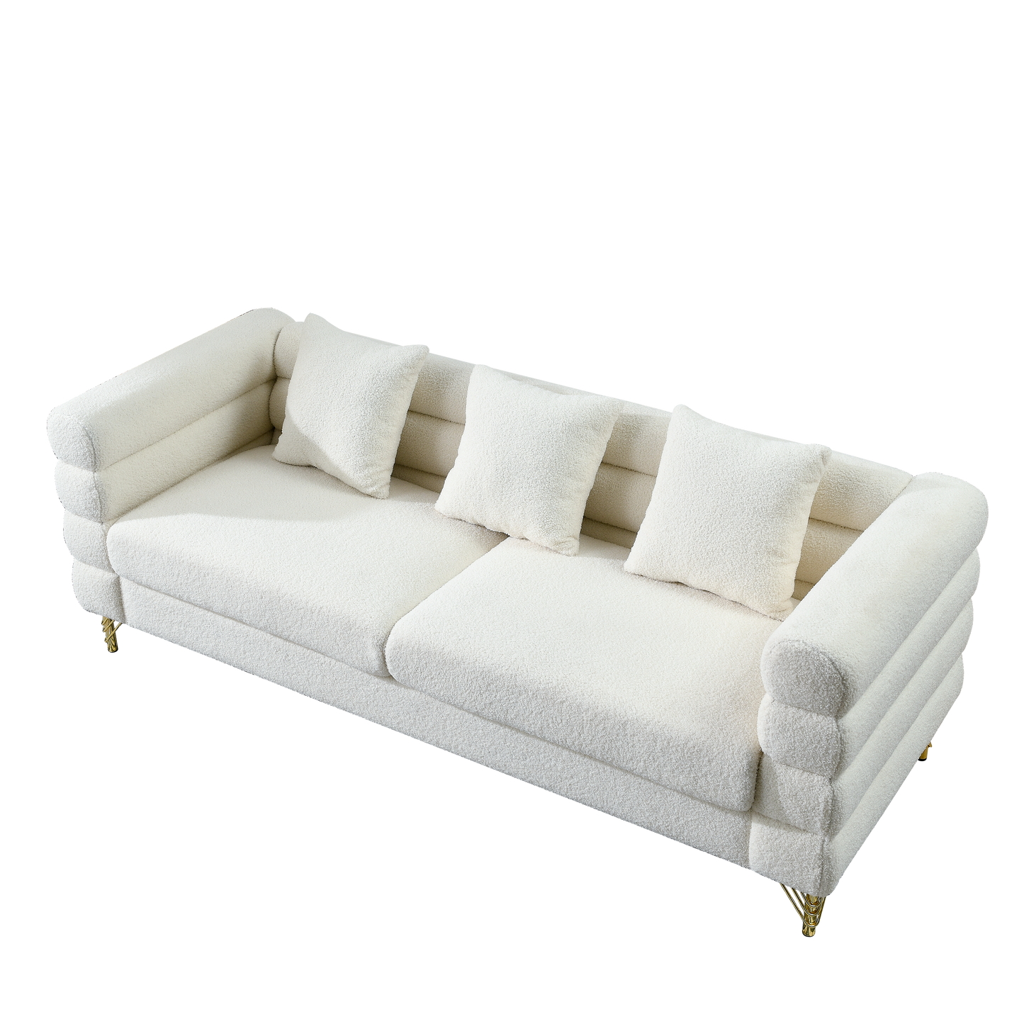 3-seater + 3-seater Combination sofa.White teddy(Ivory)