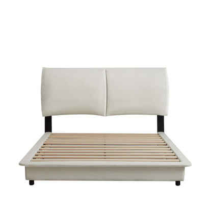 Upholstered Floating Bed Frame with Motion Activated LED Queen Size