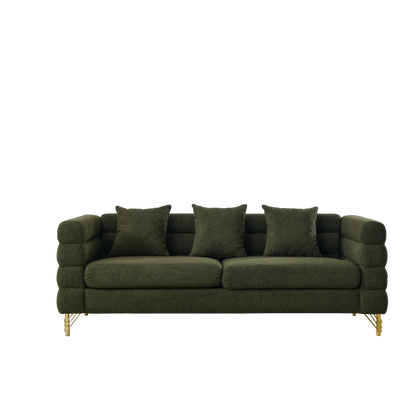 3-seater + 2-seater Combination sofa.Green teddy