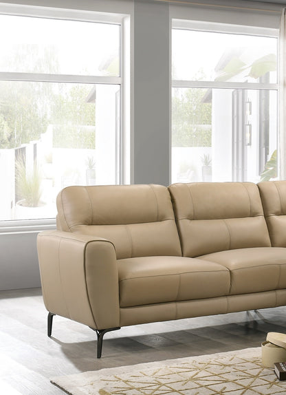 Top Grain Leather Taupe 2pc Sectional Set Right Facing Chaise Left Facing Sofa Living Room Furniture