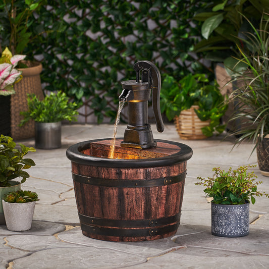 26.5' High Hand Crafted Weather Resistant Floor Fountain with Light