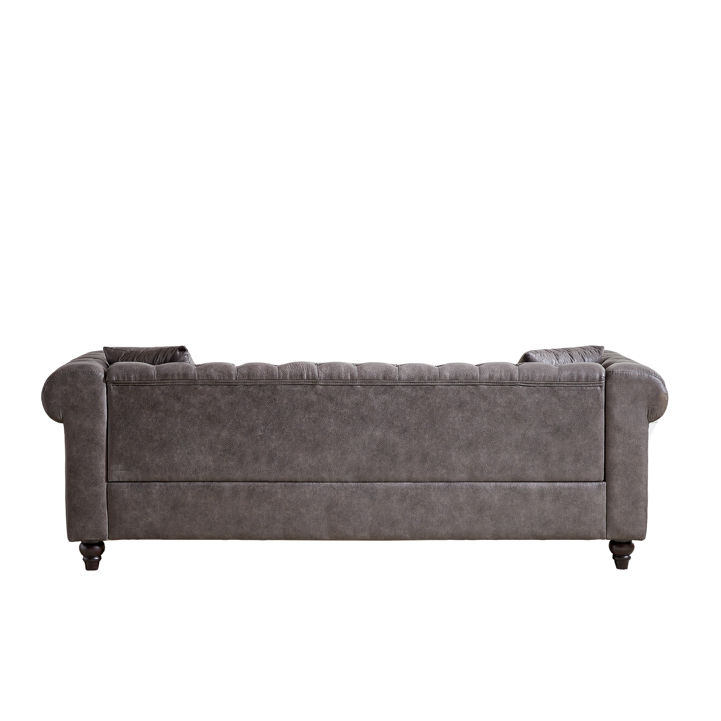 FX 85.5"Living Room with Tech Fabric Chesterfield Sofa with Rolled Arms 3 Seater Sofa with Button Design and 2 Cushions for Apartment, Office, Living Room