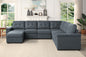 Isla 119" Gray Woven Fabric 7-Seater Sectional Sofa with Ottoman