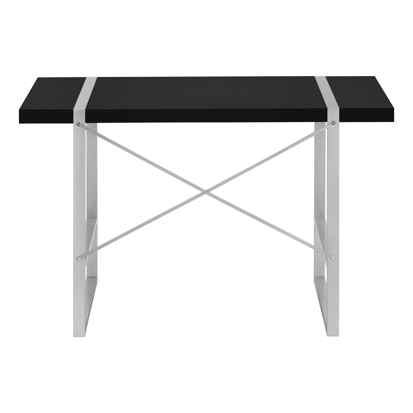 Computer Desk, Home Office, Laptop, 48"l, Work, Black Laminate, Grey Metal, Contemporary, Modern