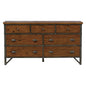 Industrial Design Bedroom Furniture 1pc Dresser of 7 Drawers Rustic Brown and Gunmetal Finish Wooden Furniture