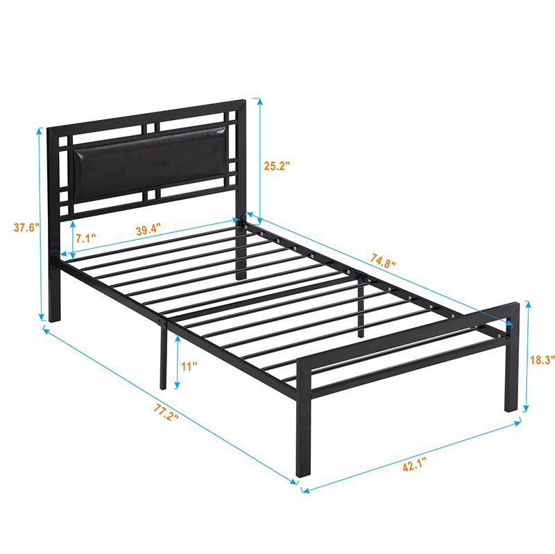 Twin Size metal bed Sturdy System Metal Bed Frame ,Modern style and comfort to any bedroom ,black