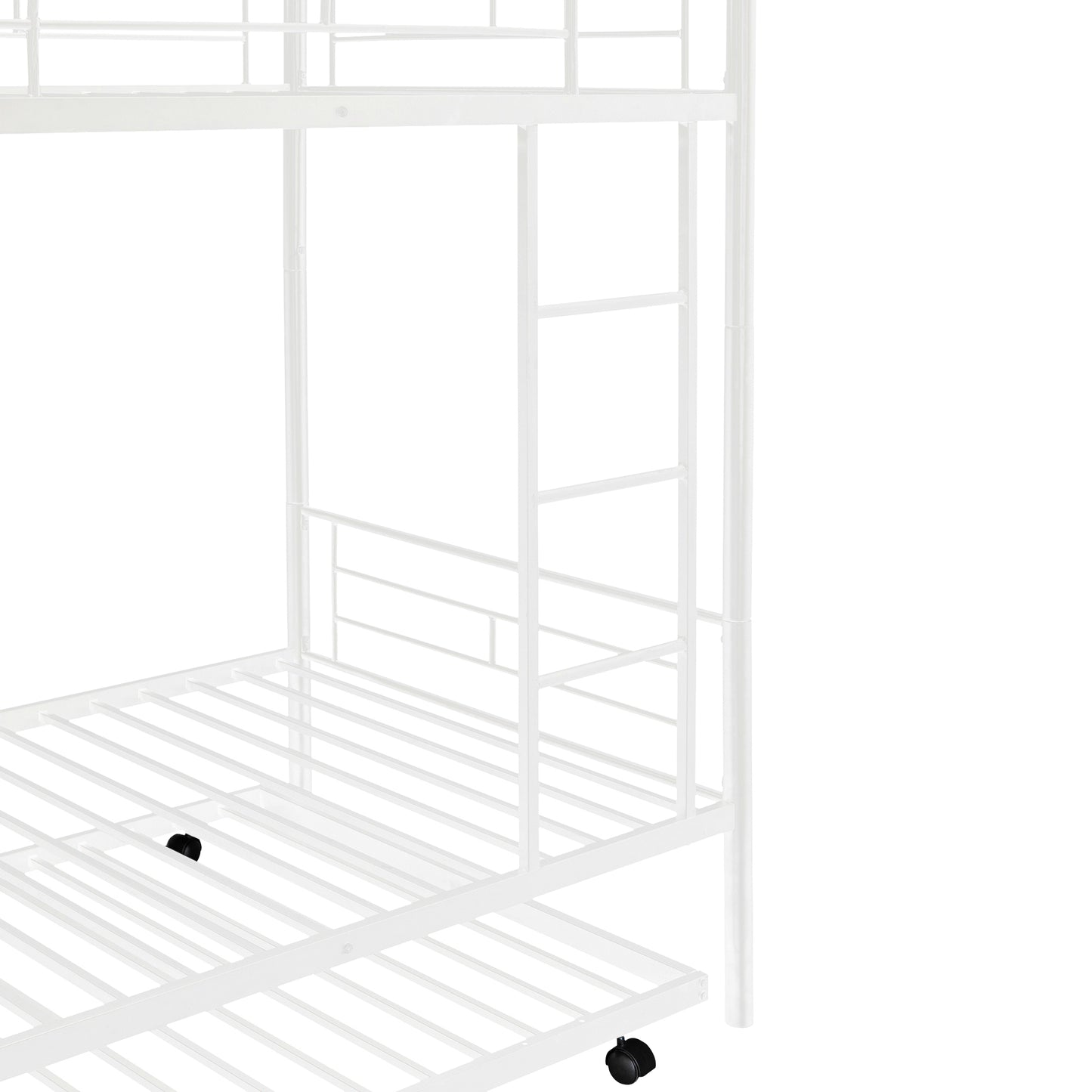 Twin-Over-Twin Metal Bunk Bed With Trundle,Can be Divided into two beds,No Box Spring needed ,White ( old sku: MF194806AAK )