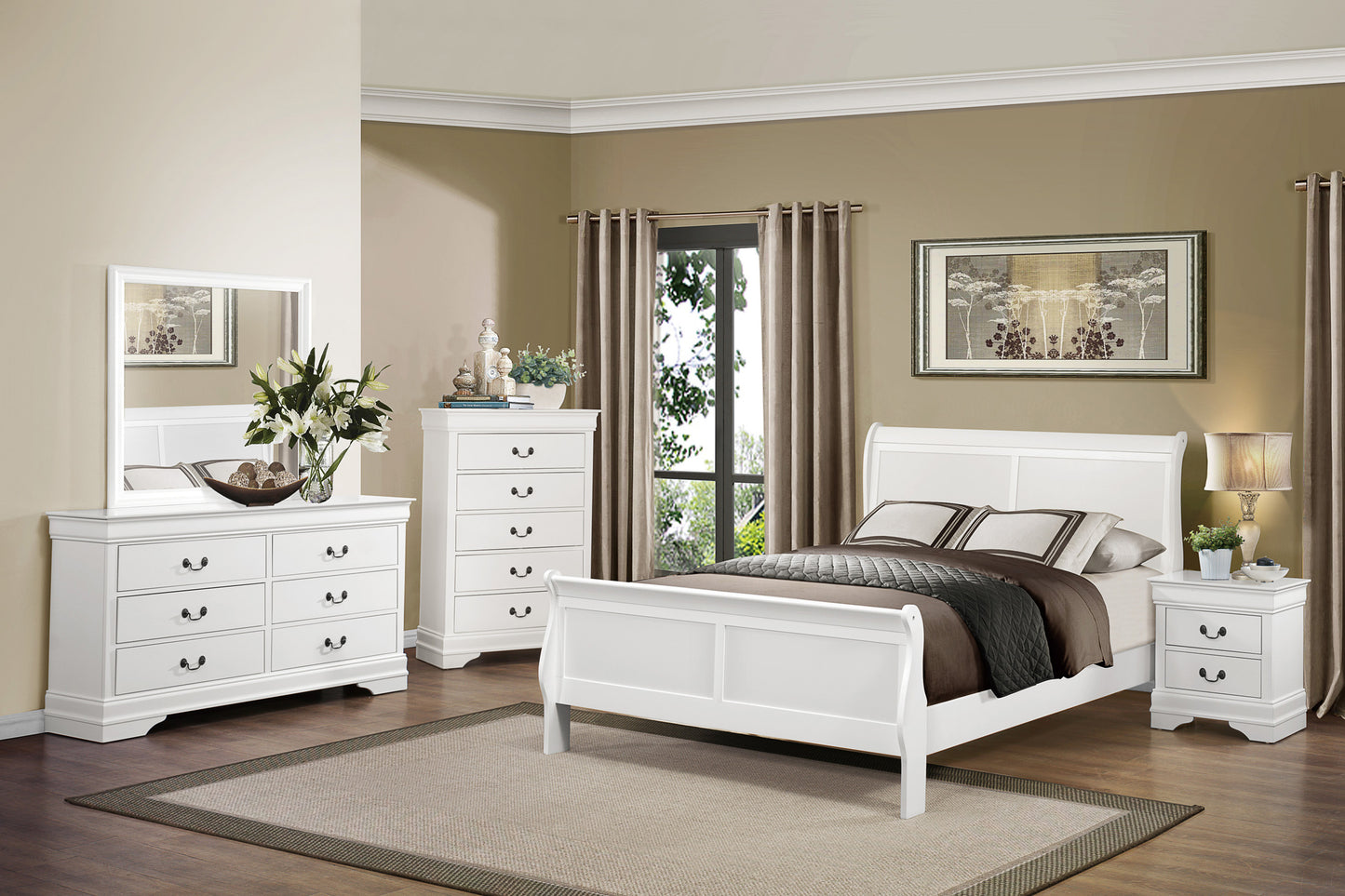 Traditional White Dresser Louis Phillippe Style Antique Drop Handles Classic Bedroom Furniture