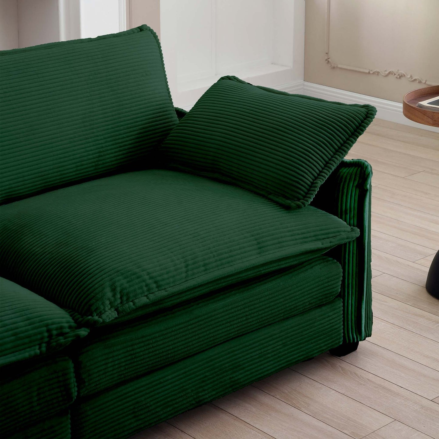 Modern Living Room Sofa Two-Piece Set, Suitable for Living room and Bedroom Sofa Set, Consists of two pieces of 2 Seater Sofa,Green Corduroy