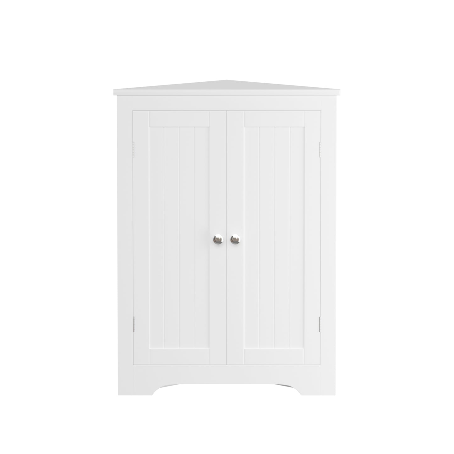 Floor Corner Cabinet with 2 Doors and Adjustable Shelves, Freestanding Narrow Cabinet Organizer, Corner Storage Cabinets for Bathroom, Kitchen, Living Room, or Bedroom, White