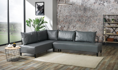 Inferno Metal Frame Vynil Upholstered Sectional For Living Room