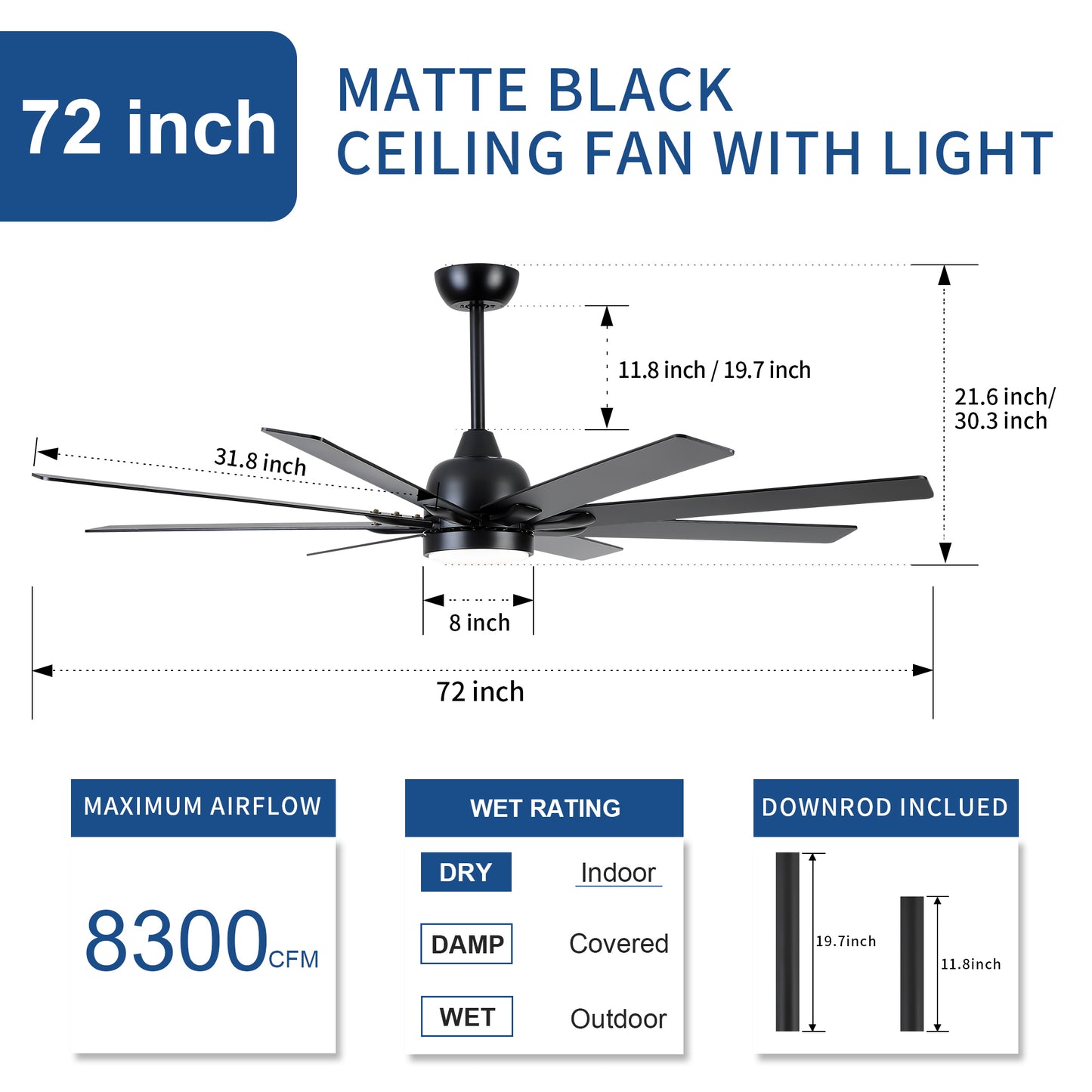 72 In Modern Integrated LED Lighting with Remote Control