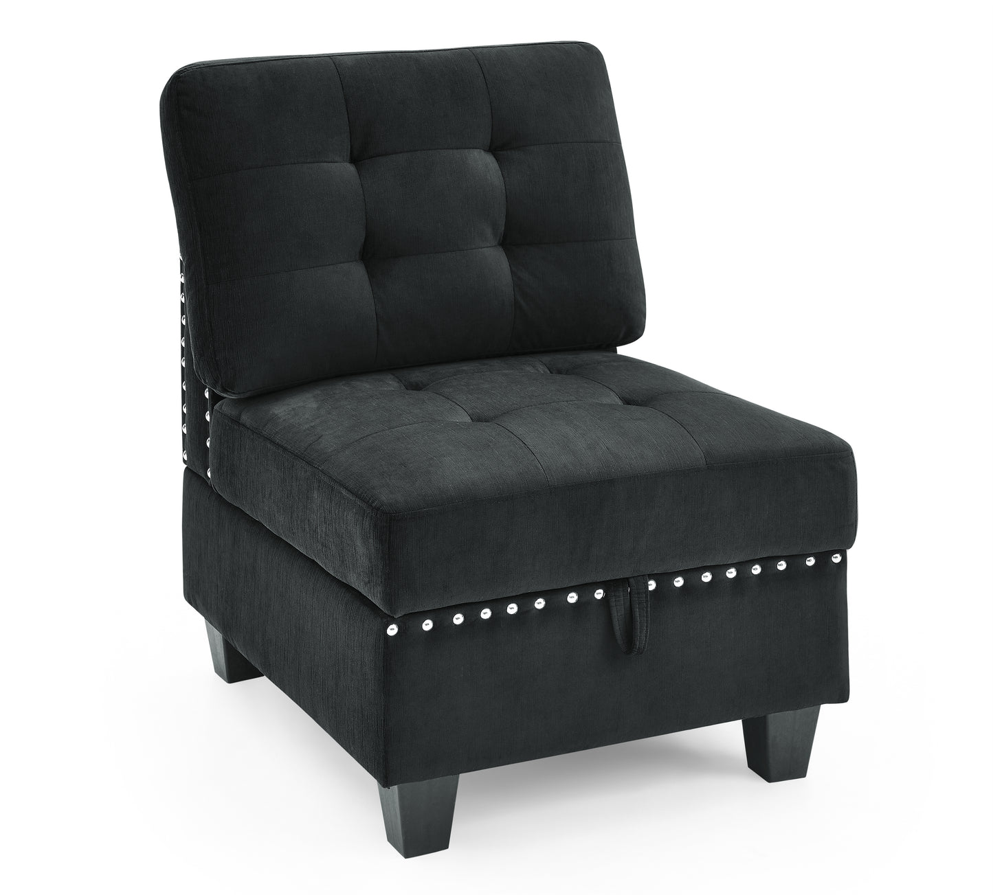 U shape Modular Sectional Sofa,DIY Combination,includes Four Single Chair and Two Corner,Black Velvet.