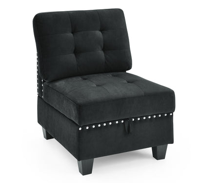 U shape Modular Sectional Sofa,DIY Combination,includes Two Single Chair ,Two Corner and Two Ottoman,Black Velvet.